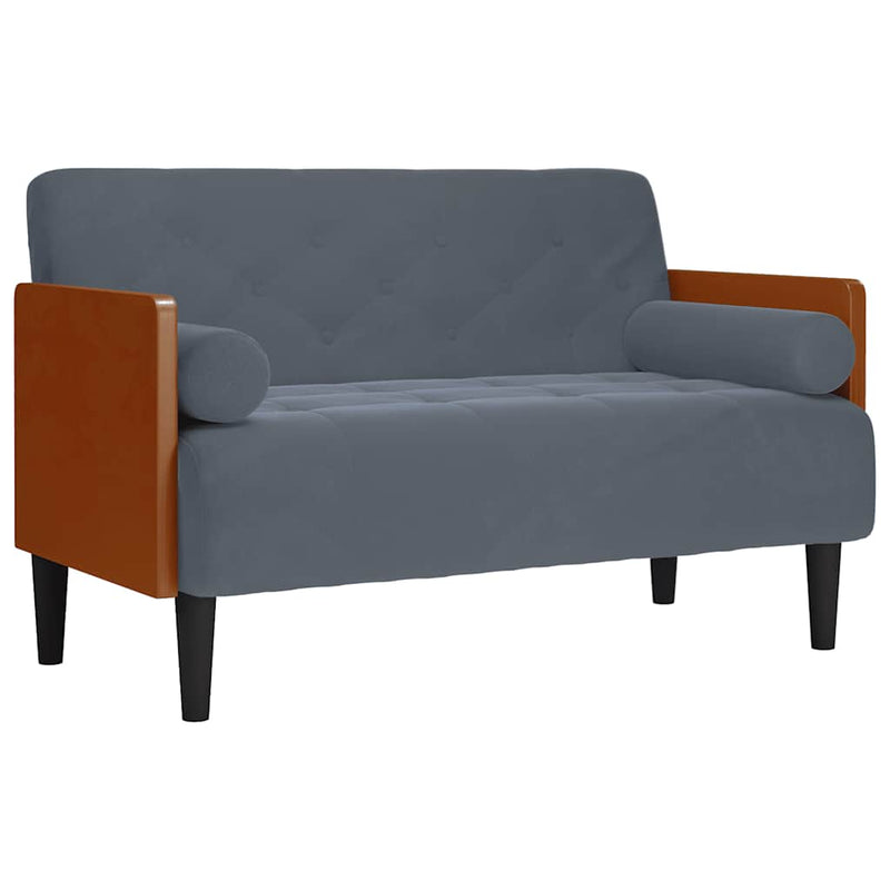 vidaXL sötétszürke bársony loveseat kanapé párnákkal 110 cm