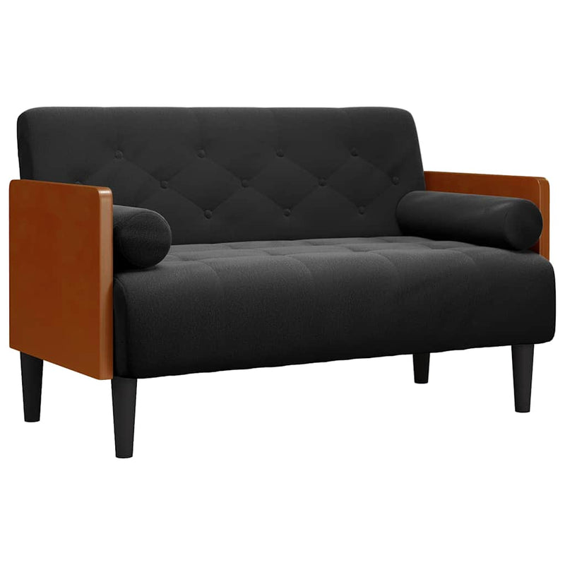 vidaXL fekete bársony loveseat kanapé párnákkal 110 cm