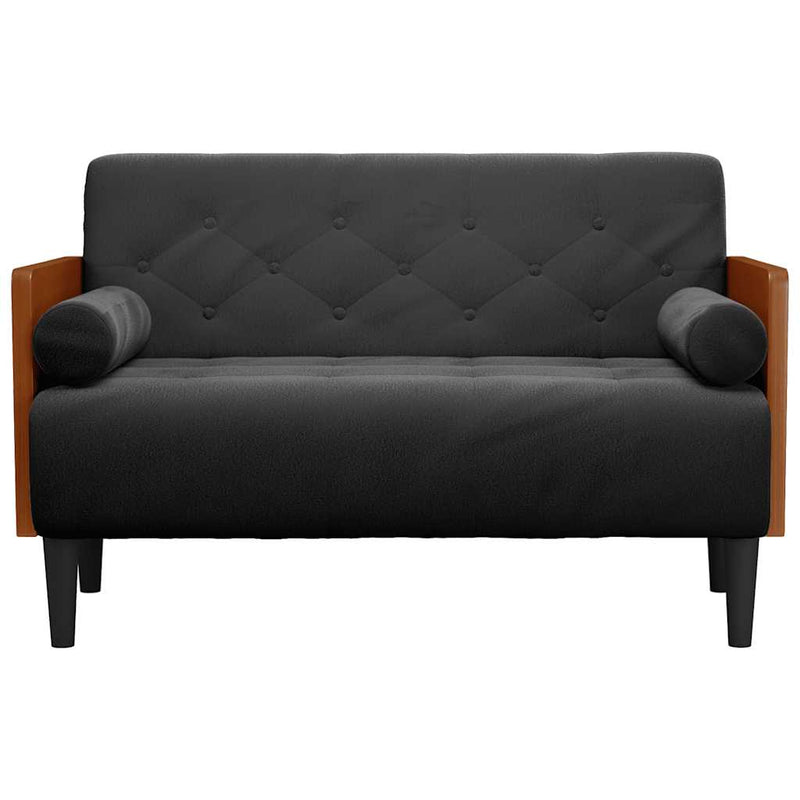 vidaXL fekete bársony loveseat kanapé párnákkal 110 cm