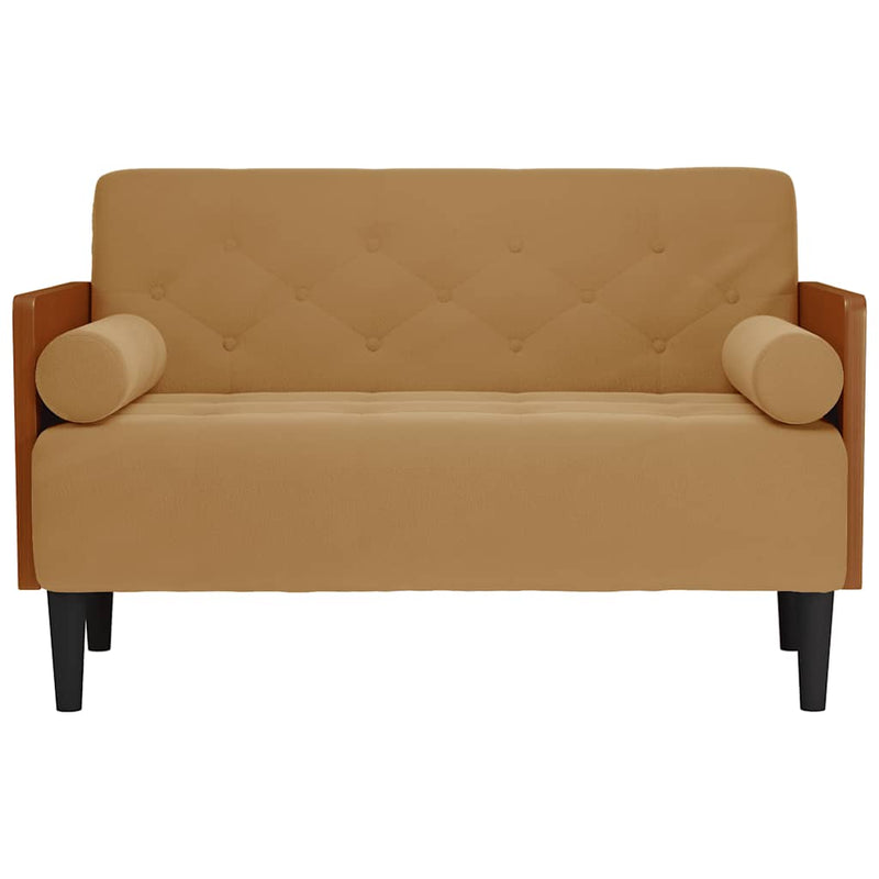 vidaXL barna bársony loveseat kanapé párnákkal 110 cm