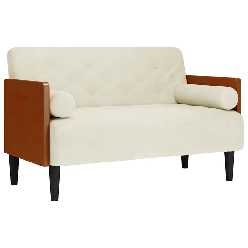 vidaXL krém bársony loveseat kanapé párnákkal 110 cm