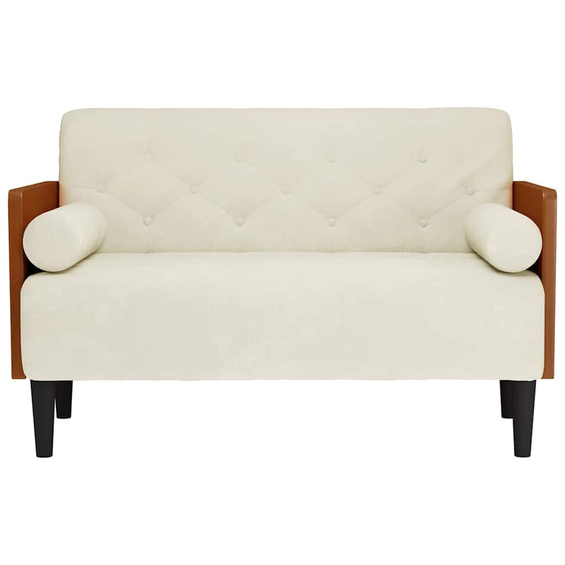 vidaXL krém bársony loveseat kanapé párnákkal 110 cm