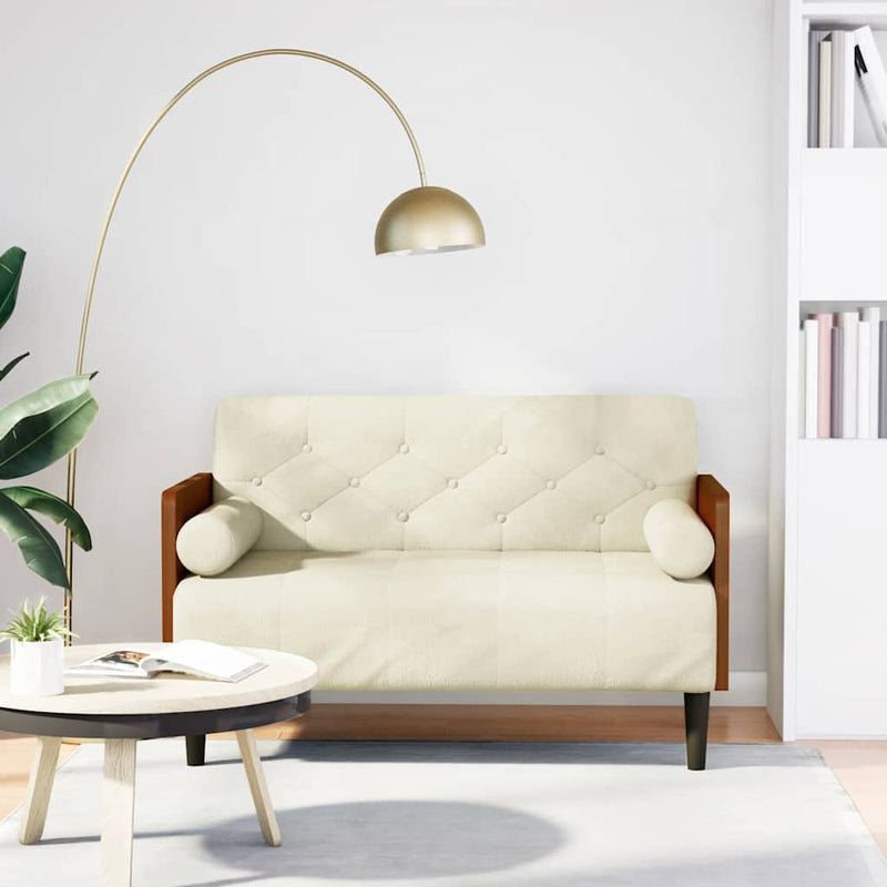 vidaXL krém bársony loveseat kanapé párnákkal 110 cm