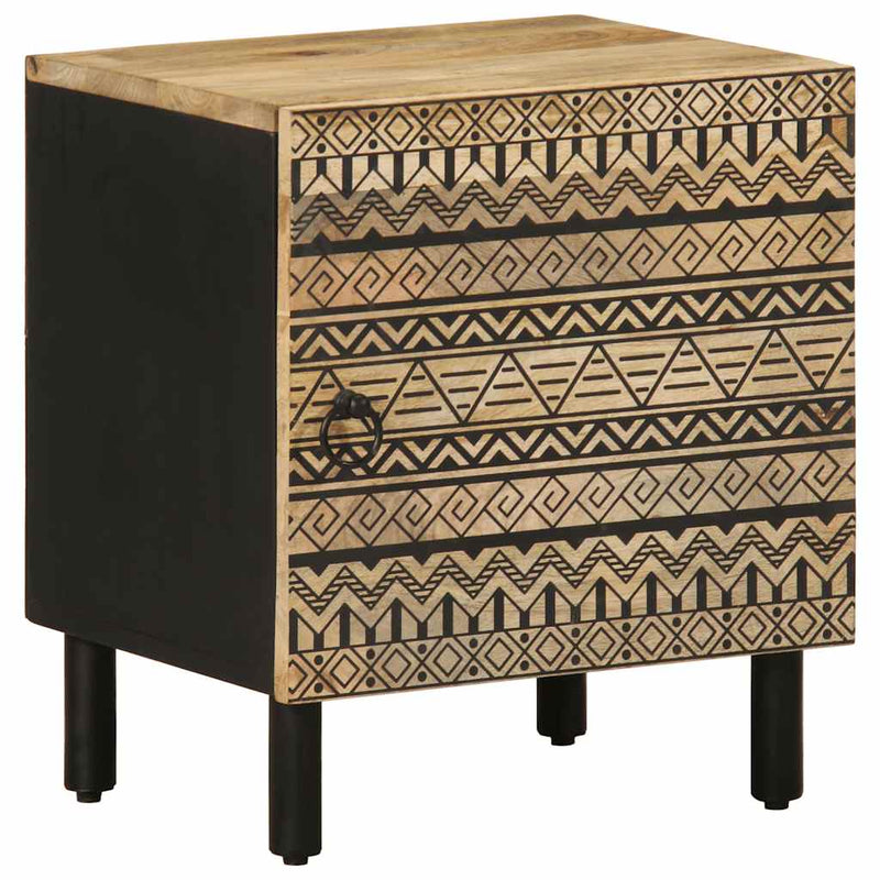 vidaXL 2 db fekete tömör mangófa éjjeliszekrények 40 x 33,5 x 46 cm