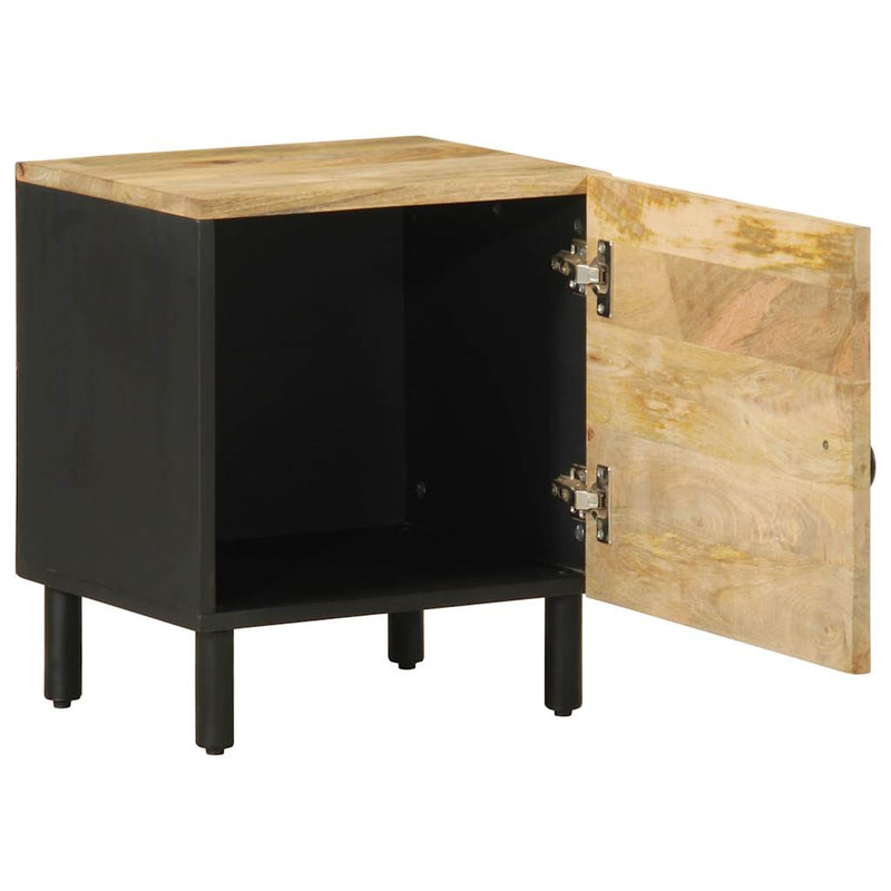 vidaXL 2 db fekete tömör mangófa éjjeliszekrények 40 x 33,5 x 46 cm