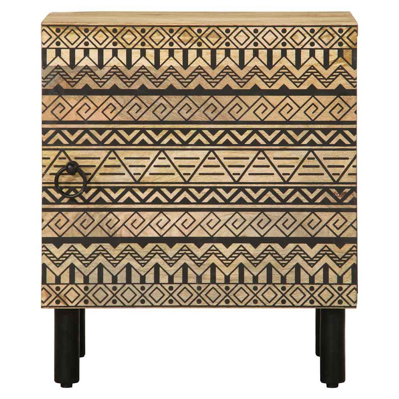 vidaXL 2 db fekete tömör mangófa éjjeliszekrények 40 x 33,5 x 46 cm