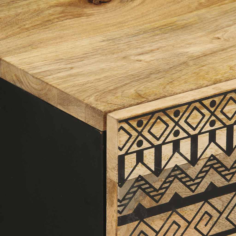 vidaXL 2 db fekete tömör mangófa éjjeliszekrények 40 x 33,5 x 46 cm