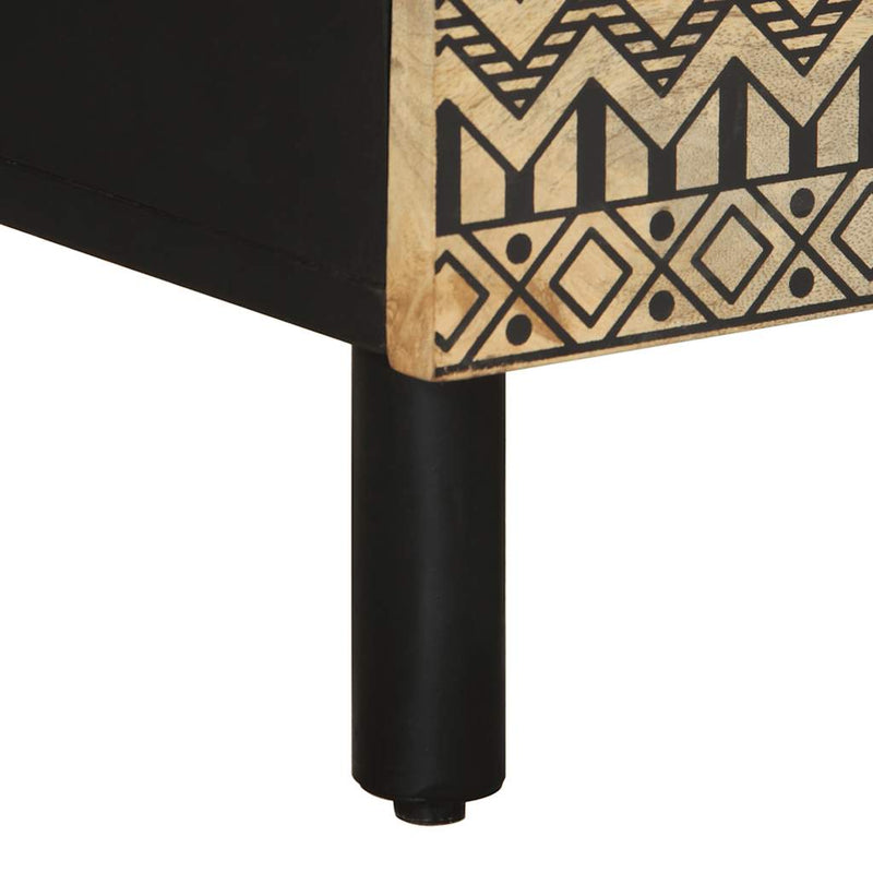 vidaXL 2 db fekete tömör mangófa éjjeliszekrények 40 x 33,5 x 46 cm