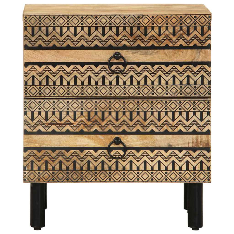 vidaXL fekete tömör mangófa éjjeliszekrény 40 x 33,5 x 46 cm