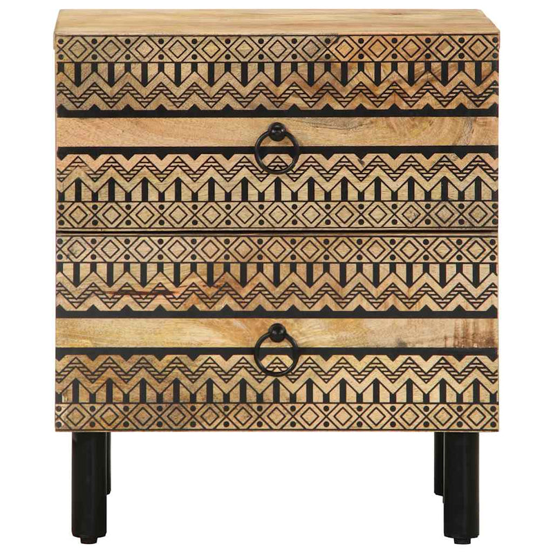 vidaXL 2 db fekete tömör mangófa éjjeliszekrények 40 x 33,5 x 46 cm
