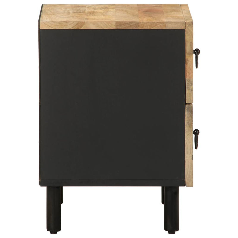 vidaXL 2 db fekete tömör mangófa éjjeliszekrények 40 x 33,5 x 46 cm