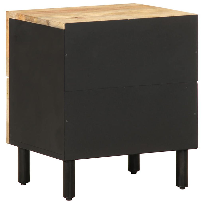vidaXL 2 db fekete tömör mangófa éjjeliszekrények 40 x 33,5 x 46 cm