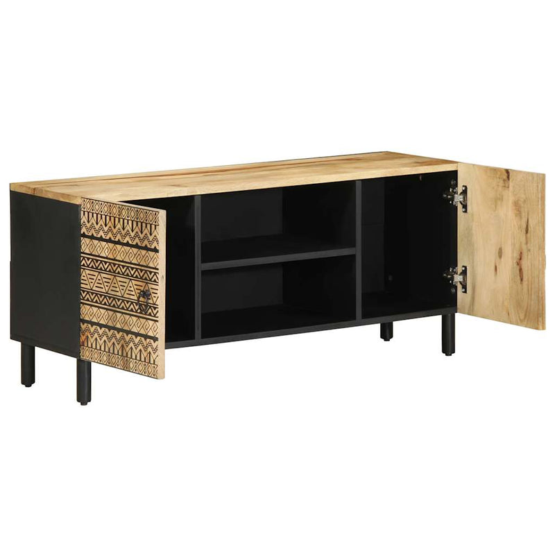 vidaXL fekete tömör nyers mangófa TV-szekrény 105 x 33,5 x 46 cm