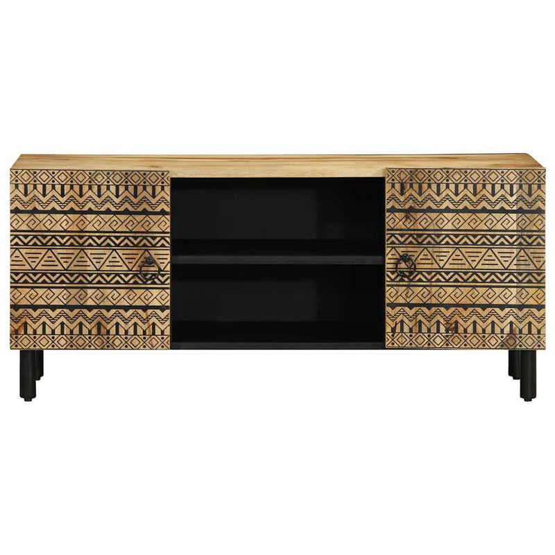 vidaXL fekete tömör nyers mangófa TV-szekrény 105 x 33,5 x 46 cm
