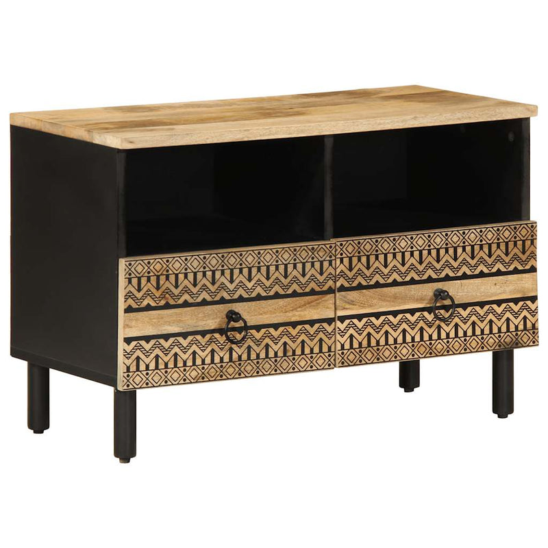 vidaXL fekete tömör nyers mangófa TV-szekrény 70 x 33,5 x 46 cm