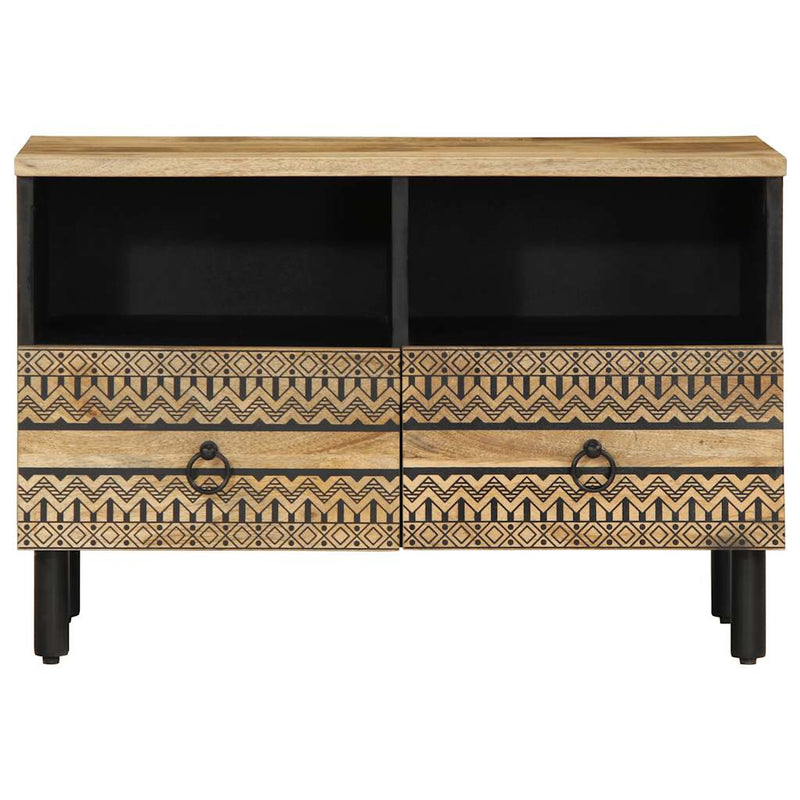vidaXL fekete tömör nyers mangófa TV-szekrény 70 x 33,5 x 46 cm