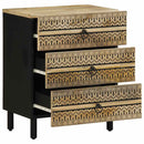 vidaXL fekete tömör mangófa éjjeliszekrény 50 x 33 x 62 cm