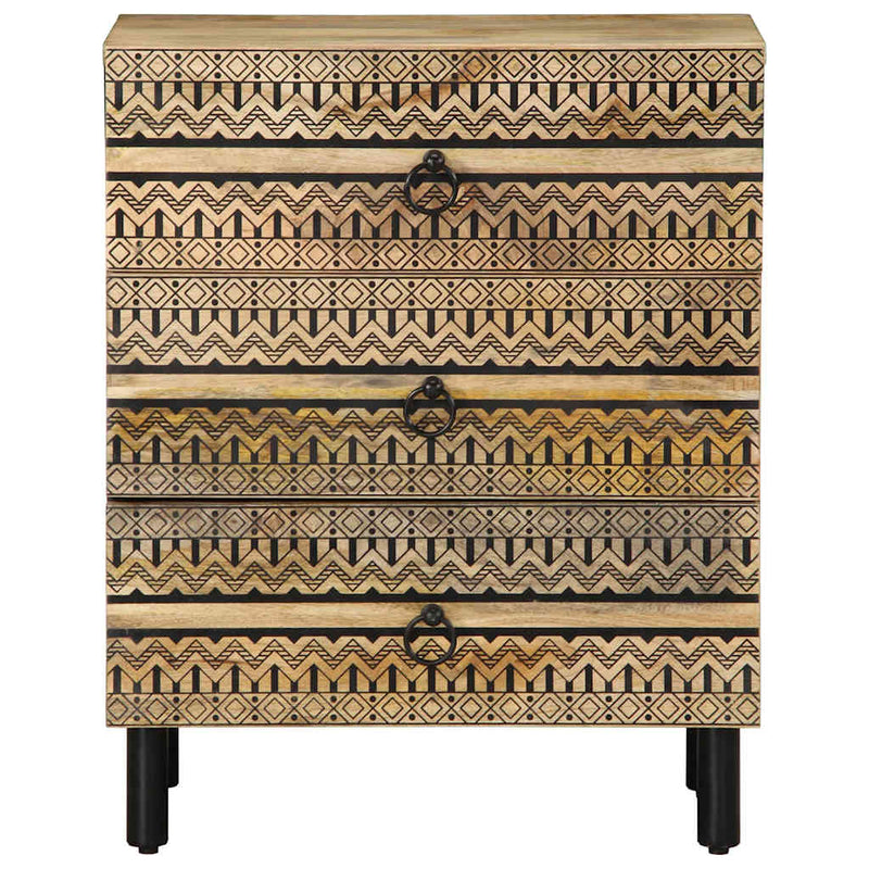 vidaXL fekete tömör mangófa éjjeliszekrény 50 x 33 x 62 cm