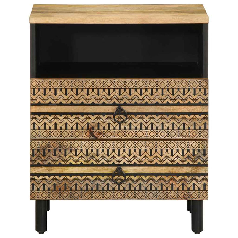 vidaXL fekete tömör mangófa éjjeliszekrény 50 x 33 x 62 cm