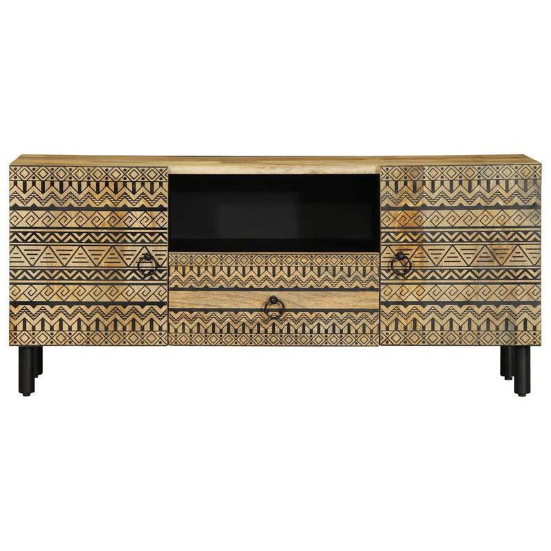vidaXL fekete tömör nyers mangófa TV-szekrény 105 x 33,5 x 46 cm