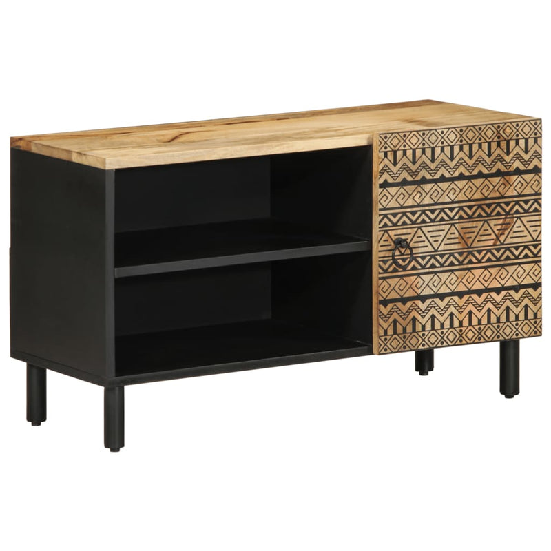 vidaXL fekete tömör nyers mangófa TV-szekrény 80 x 33,5 x 46 cm