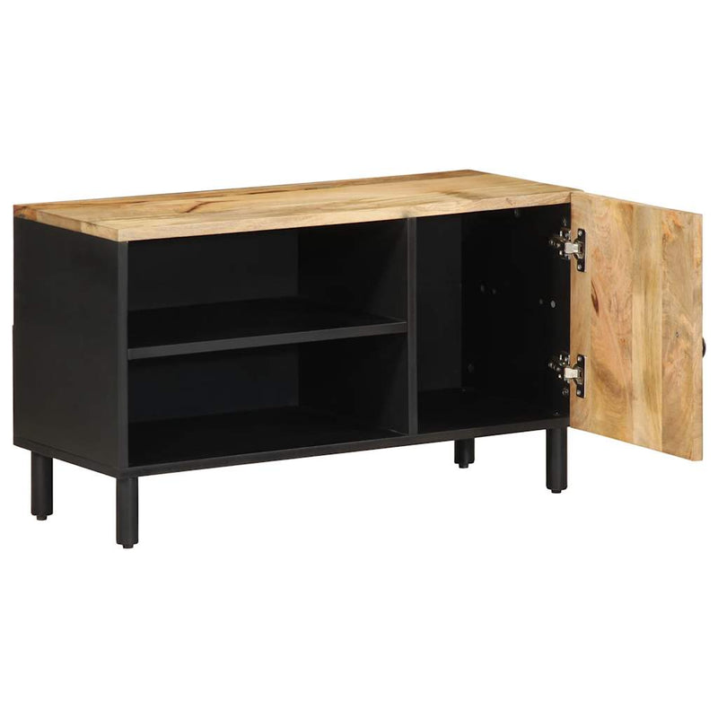 vidaXL fekete tömör nyers mangófa TV-szekrény 80 x 33,5 x 46 cm