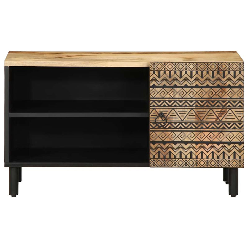 vidaXL fekete tömör nyers mangófa TV-szekrény 80 x 33,5 x 46 cm