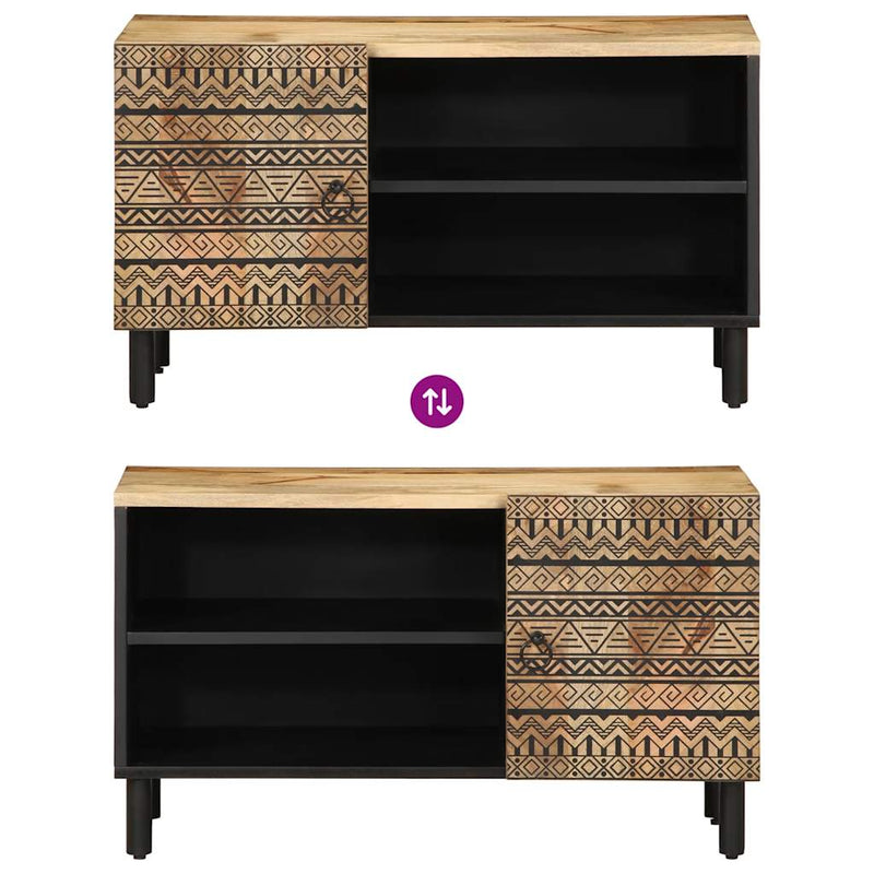 vidaXL fekete tömör nyers mangófa TV-szekrény 80 x 33,5 x 46 cm