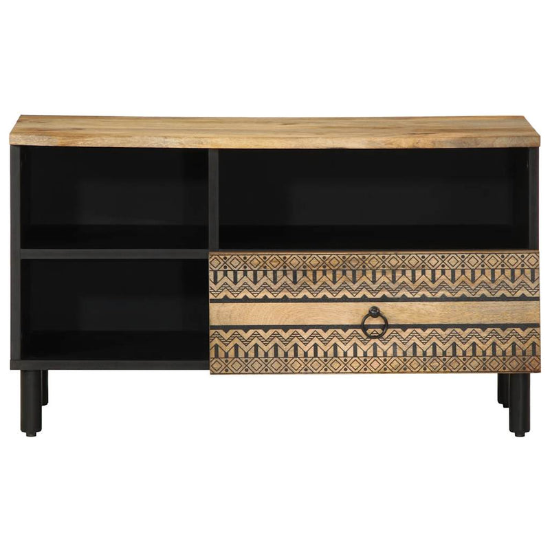 vidaXL fekete tömör nyers mangófa TV-szekrény 80 x 33,5 x 46 cm