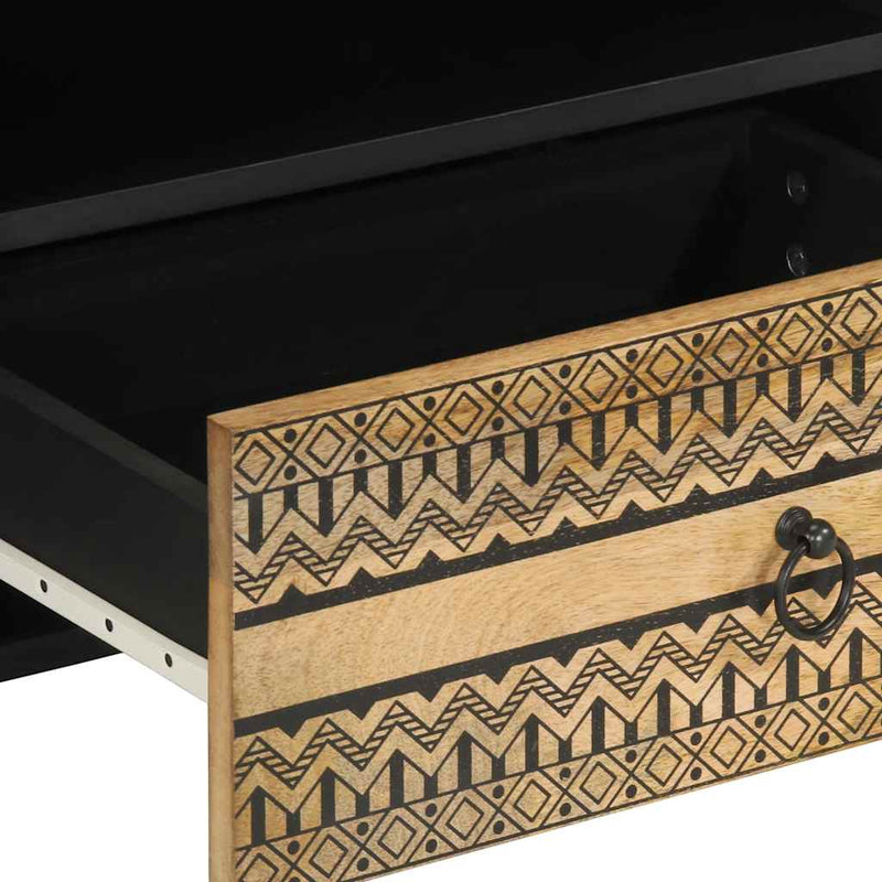 vidaXL fekete tömör nyers mangófa TV-szekrény 80 x 33,5 x 46 cm