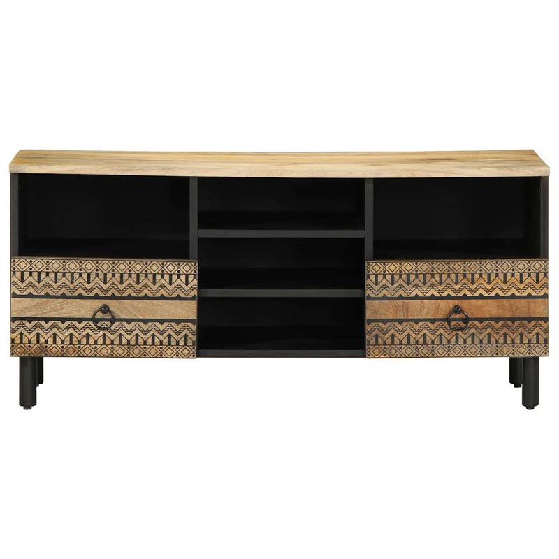 vidaXL fekete tömör nyers mangófa TV-szekrény 100 x 33,5 x 46 cm