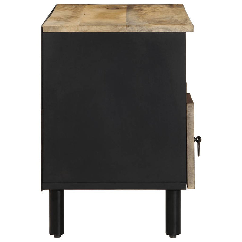 vidaXL fekete tömör nyers mangófa TV-szekrény 100 x 33,5 x 46 cm