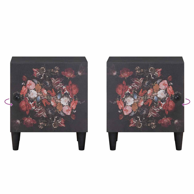 vidaXL Éjjeli szekrény ajtóval 2 pcs Fekete 40 x 33 x 46 cm