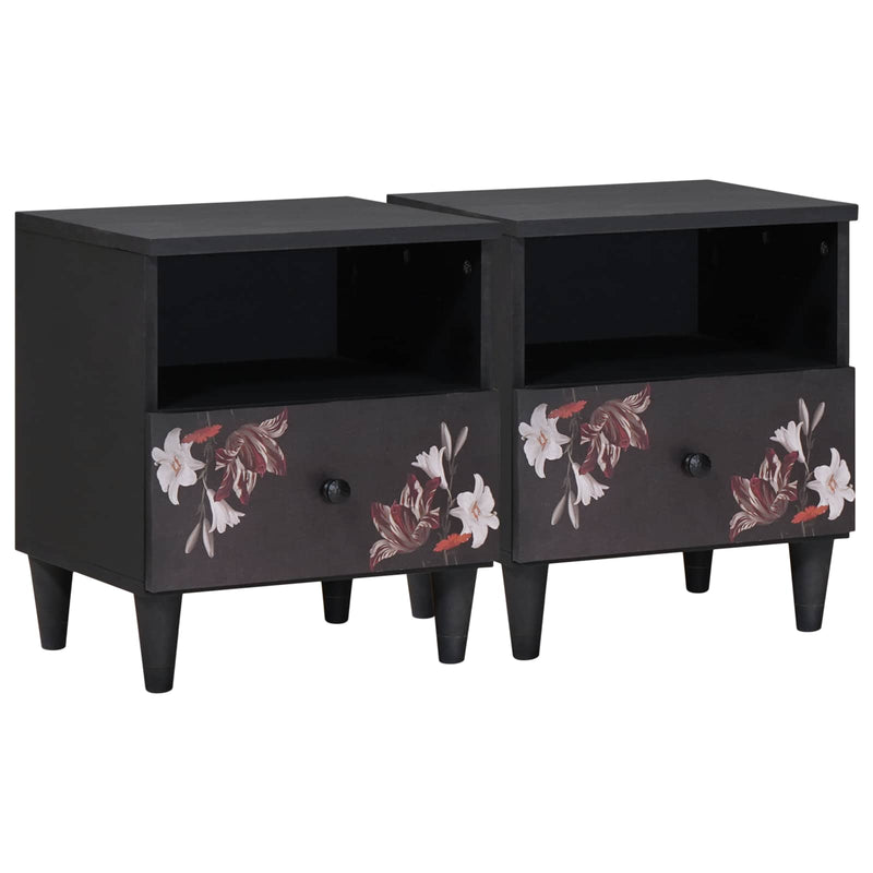 vidaXL Éjjeli asztal 2 pcs Barna 40 x 33 x 46 cm Tömör Mangófát