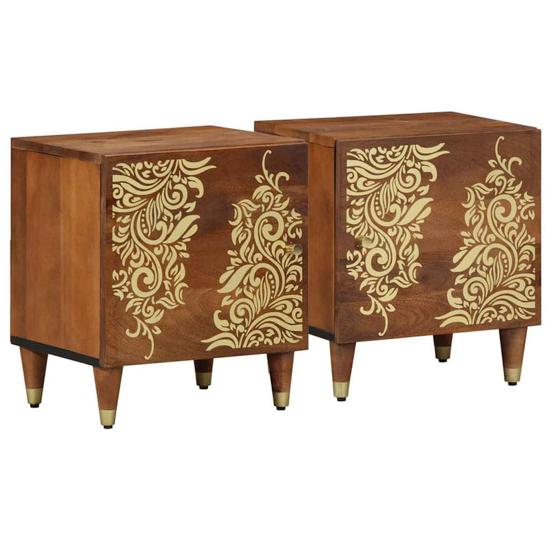 vidaXL Éjjeliszekrény 2 pcs mézbarna 40 x 33 x 46 cm tömör mangófa