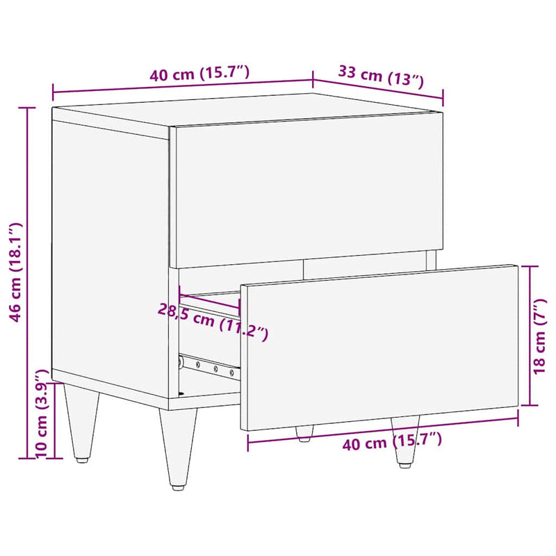 vidaXL Éjjeliszekrény fiókkal mézbarna 40 x 33 x 46 cm tömör mangófa