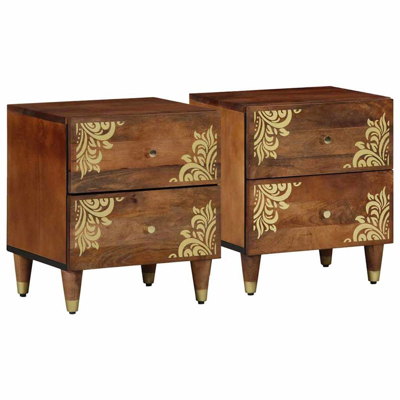 vidaXL Éjjeliszekrény 2 pcs mézbarna 40 x 33 x 46 cm tömör mangófa