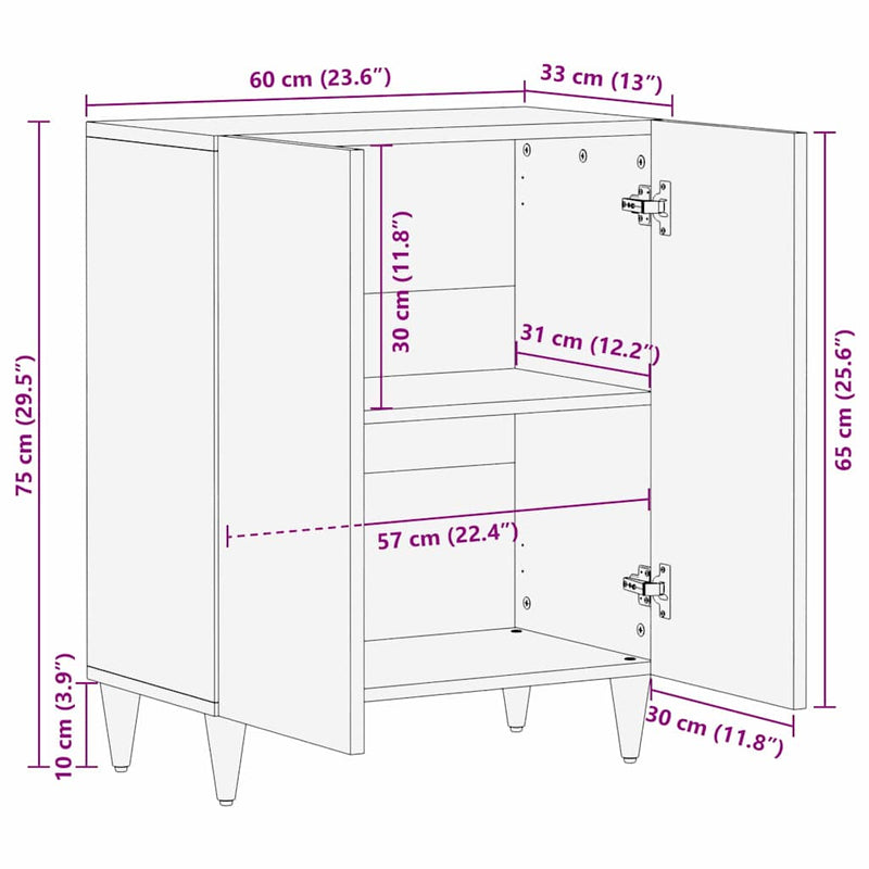 vidaXL Széf Barna 60 x 33.5 x 75 cm Tömör mangófa