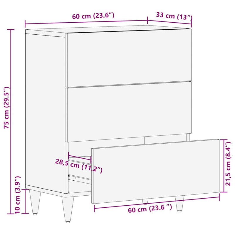 vidaXL Széf Barna 60 x 33.5 x 75 cm Tömör mangófa