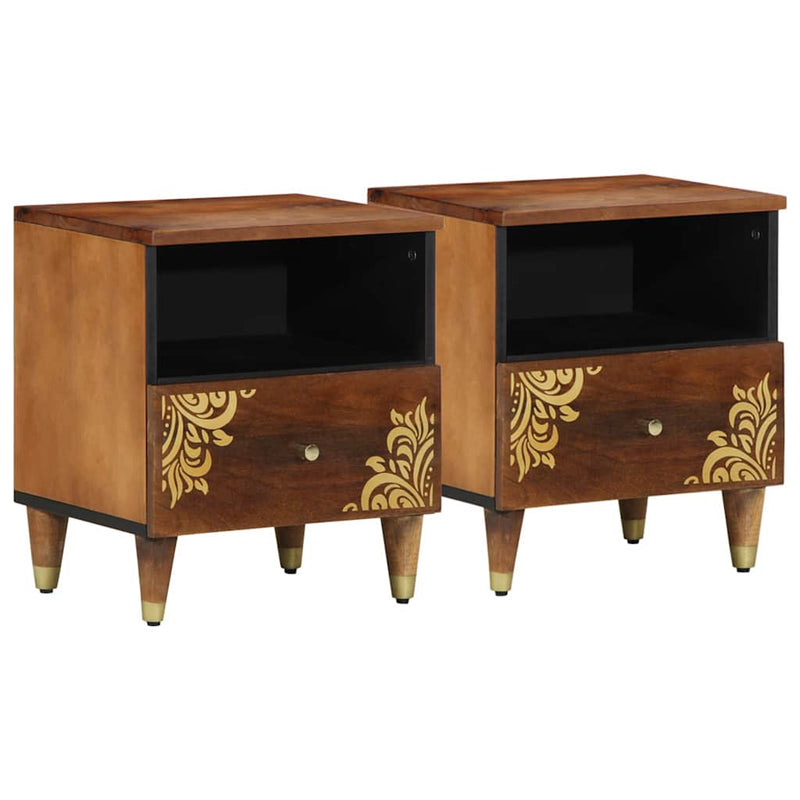 vidaXL Éjjeliszekrény 2 pcs mézbarna 40 x 33 x 46 cm tömör mangófa
