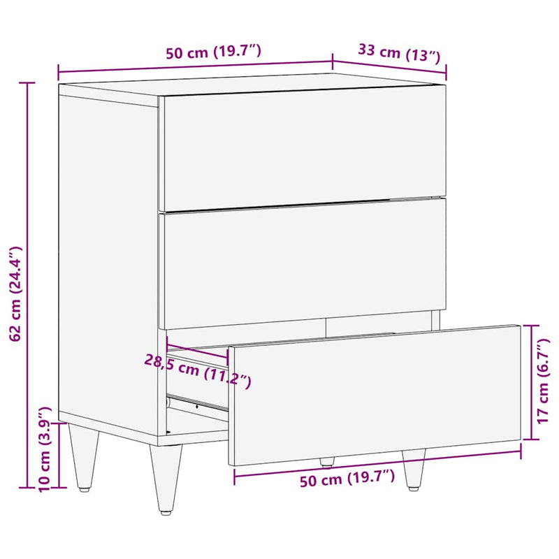 vidaXL Éjjeliszekrény fiókkal mézbarna 50 x 33 x 62 cm tömör mangófa