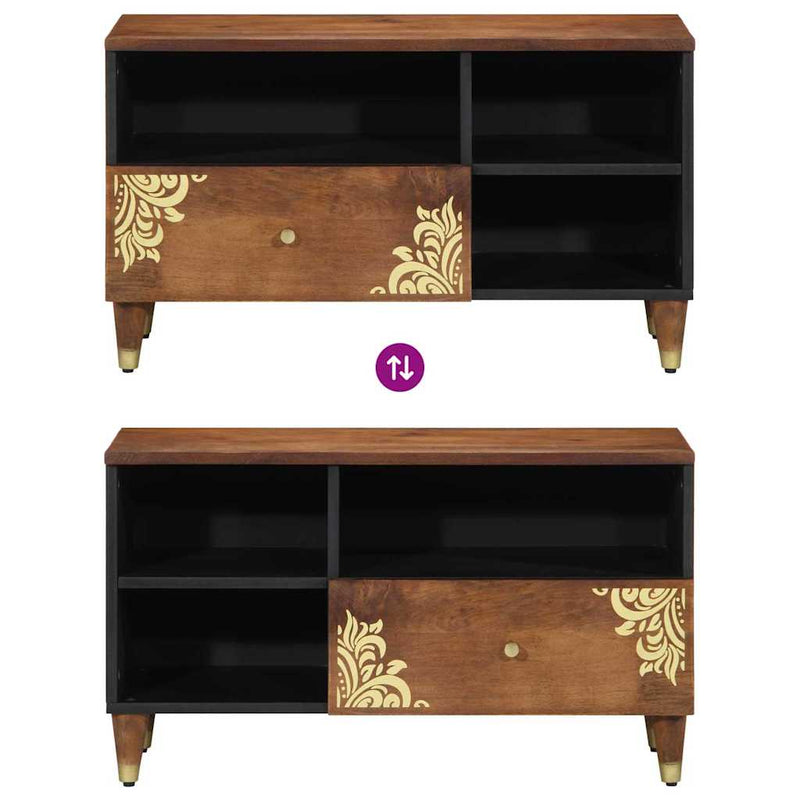 vidaXL TV szekrény fiókkal Méz barna 80 x 33 x 46 cm Tömör Mangófát