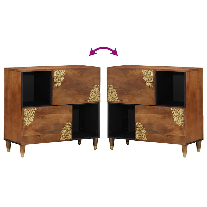 vidaXL Széf polcokkal tárolóval Barna 80 x 33 x 75 cm Tömör Mangófát