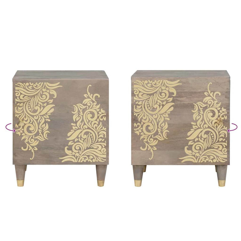 vidaXL Éjjeliszekrény 2 pcs Szürke 40 x 33 x 46 cm tömör mangófa