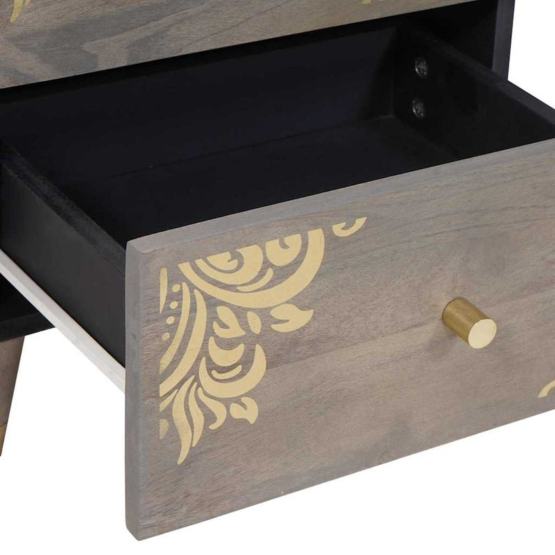 vidaXL Éjjeliszekrény 2 pcs Szürke 40 x 33 x 46 cm tömör mangófa