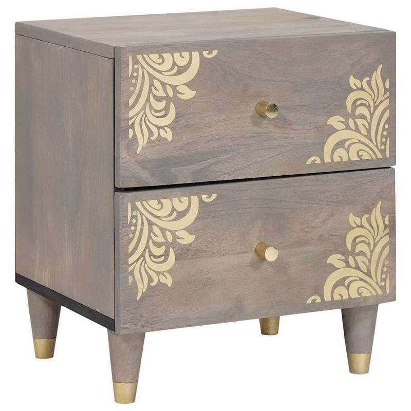 vidaXL Éjjeliszekrény 2 pcs Szürke 40 x 33 x 46 cm tömör mangófa