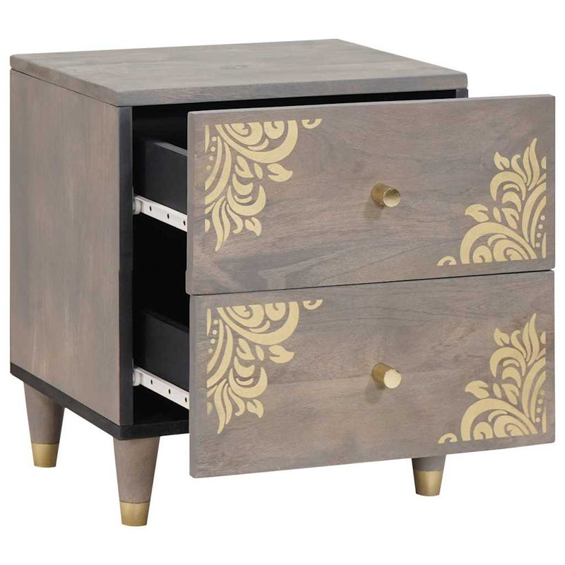 vidaXL Éjjeliszekrény 2 pcs Szürke 40 x 33 x 46 cm tömör mangófa