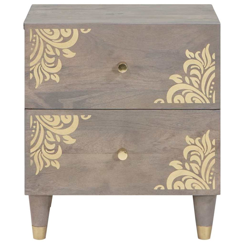 vidaXL Éjjeliszekrény 2 pcs Szürke 40 x 33 x 46 cm tömör mangófa