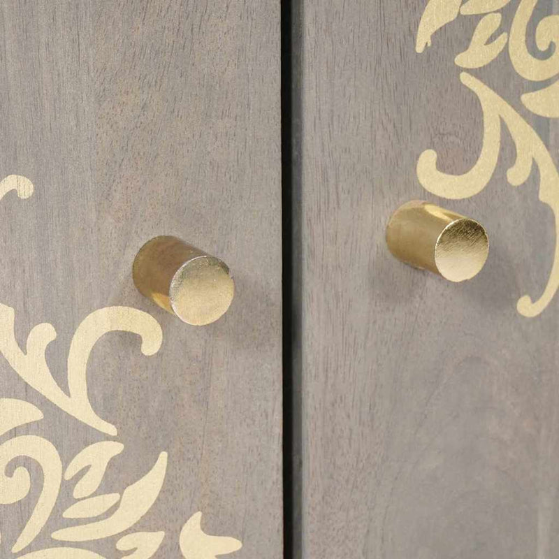 vidaXL Széf Szürke és Arany 60 x 33 x 75 cm Tömör Mangófát