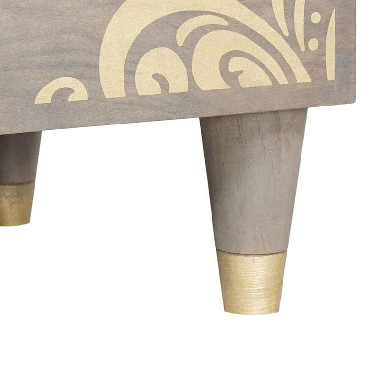 vidaXL Széf Szürke és Arany 60 x 33 x 75 cm Tömör Mangófát